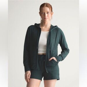 Women’s Quince Full Zip Flowknit Hoodie in Heather Green - Size S